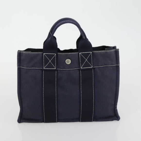 HERMES Her Line Fourre Tout Hand Bag Canvas 5 Set Black Navy gray Auth mr1716