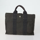 HERMES Her Line Fourre Tout Hand Bag Canvas 5 Set Black Navy gray Auth mr1716-3