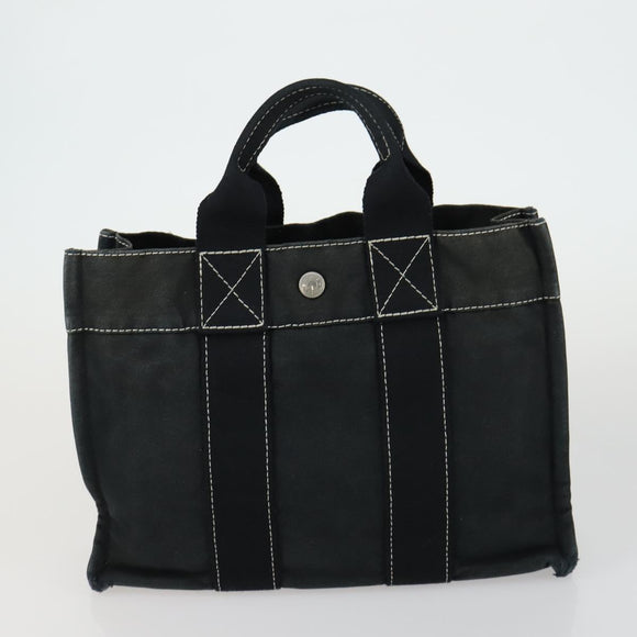 HERMES Her Line Fourre Tout Hand Bag Canvas 5 Set Black Navy gray Auth mr1716