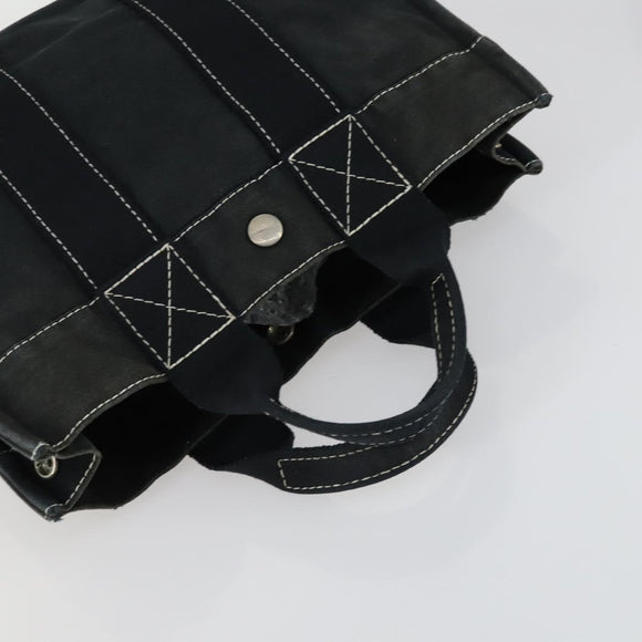 HERMES Her Line Fourre Tout Hand Bag Canvas 5 Set Black Navy gray Auth mr1716