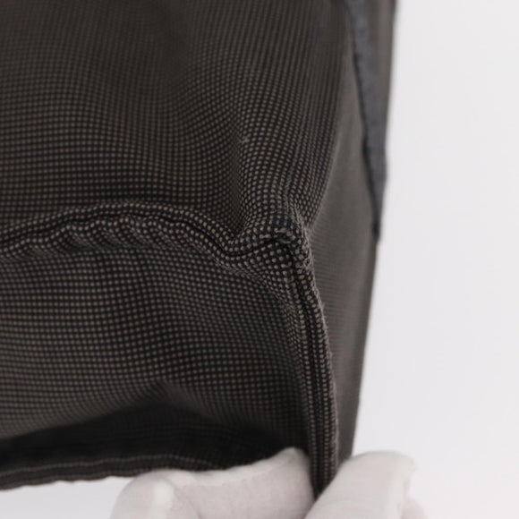 HERMES Her Line MM Hand Bag Canvas Gray Silver Auth mr1717