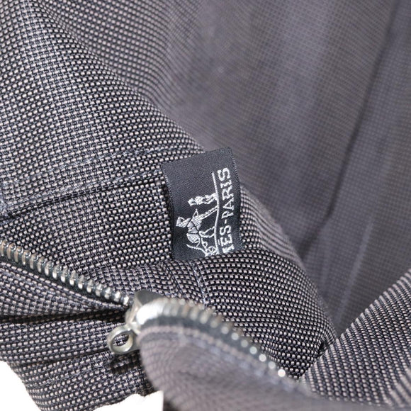 HERMES Her Line MM Hand Bag Canvas Gray Silver Auth mr1717