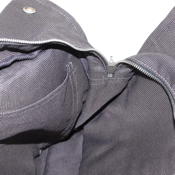 HERMES Her Line MM Hand Bag Canvas Gray Silver Auth mr1717