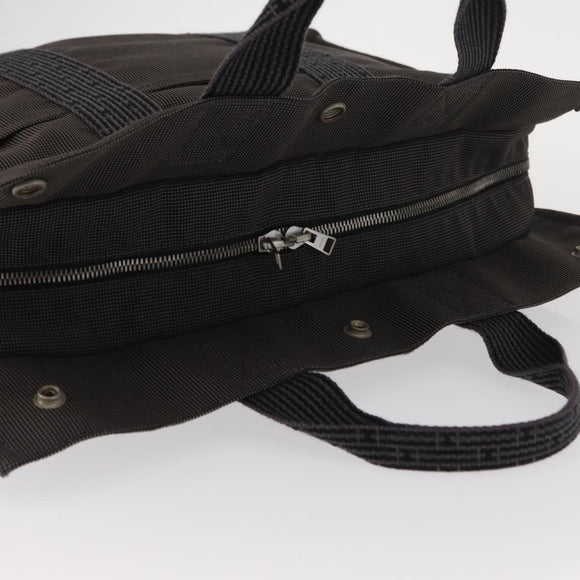 HERMES Her Line MM Hand Bag Canvas Gray Silver Auth mr1717