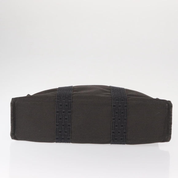 HERMES Her Line MM Hand Bag Canvas Gray Silver Auth mr1717