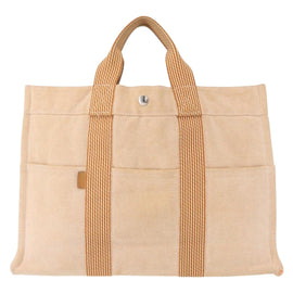 HERMES New Fourre Tout MM Hand Bag Canvas Orange Auth mr1718 - 0