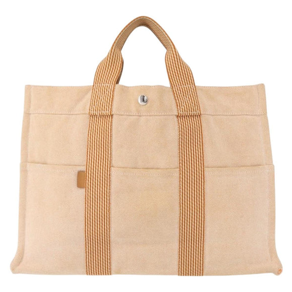 HERMES New Fourre Tout MM Hand Bag Canvas Orange Auth mr1718