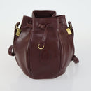 CARTIER Must Line Shoulder Bag Leather 5 Set Bordeaux Gold Auth mr1720-12