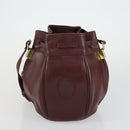 CARTIER Must Line Shoulder Bag Leather 5 Set Bordeaux Gold Auth mr1720-13
