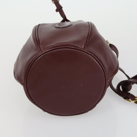 CARTIER Must Line Shoulder Bag Leather 5 Set Bordeaux Gold Auth mr1720