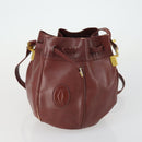 CARTIER Must Line Shoulder Bag Leather 5 Set Bordeaux Gold Auth mr1720-17