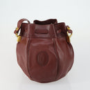 CARTIER Must Line Shoulder Bag Leather 5 Set Bordeaux Gold Auth mr1720-18