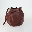 CARTIER Must Line Shoulder Bag Leather 5 Set Bordeaux Gold Auth mr1720-2