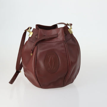 CARTIER Must Line Shoulder Bag Leather 5 Set Bordeaux Gold Auth mr1720 - 0