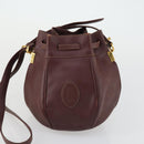 CARTIER Must Line Shoulder Bag Leather 5 Set Bordeaux Gold Auth mr1720-23
