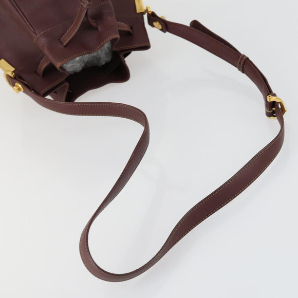 CARTIER Must Line Schoudertas Leer 5-delig Bordeaux Goud Auth mr1720