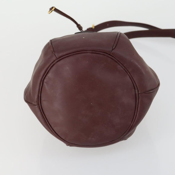 CARTIER Must Line Shoulder Bag Leather 5 Set Bordeaux Gold Auth mr1720