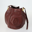 CARTIER Must Line Shoulder Bag Leather 5 Set Bordeaux Gold Auth mr1720-3