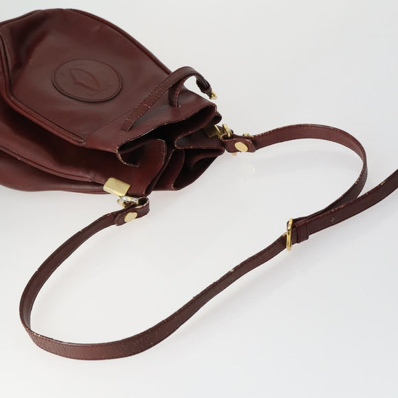 CARTIER Must Line Shoulder Bag Leather 5 Set Bordeaux Gold Auth mr1720