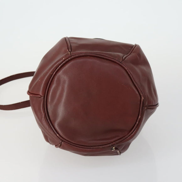 CARTIER Must Line Shoulder Bag Leather 5 Set Bordeaux Gold Auth mr1720