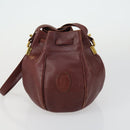 CARTIER Must Line Shoulder Bag Leather 5 Set Bordeaux Gold Auth mr1720-8