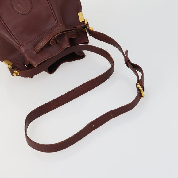 CARTIER Must Line Shoulder Bag Leather 5 Set Bordeaux Gold Auth mr1720