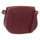 CARTIER Must Line Shoulder Bag Leather Bordeaux Gold Auth mr1721-1