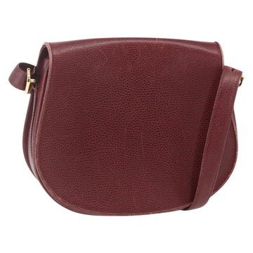 CARTIER Must Line Shoulder Bag Leather Bordeaux Gold Auth mr1721