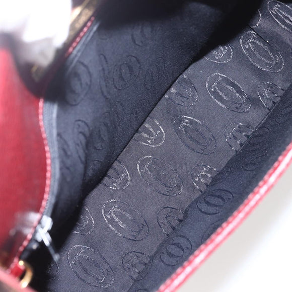 CARTIER Must Line Shoulder Bag Leather Bordeaux Gold Auth mr1721