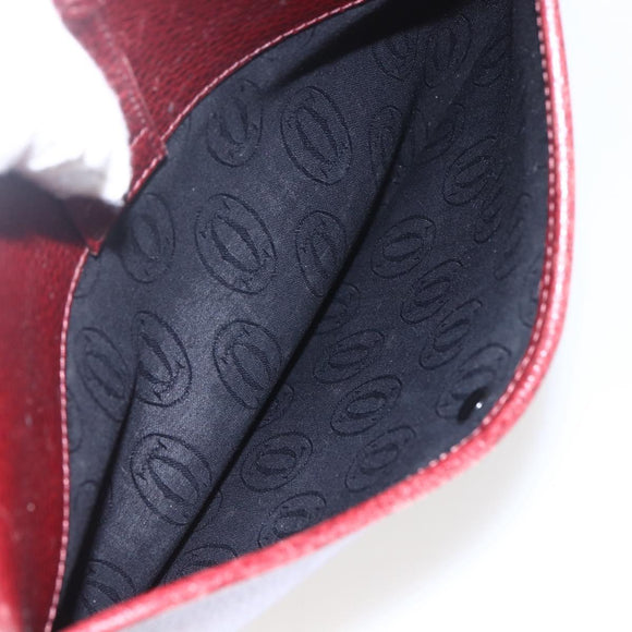 CARTIER Must Line Shoulder Bag Leather Bordeaux Gold Auth mr1721