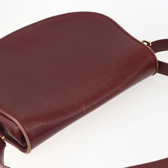 CARTIER Must Line Shoulder Bag Leather Bordeaux Gold Auth mr1721