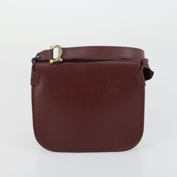 CARTIER Must Line Shoulder Bag Leather 2 Set Bordeaux Gold Auth mr1722