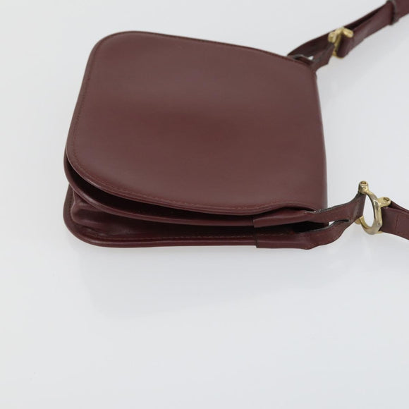 CARTIER Must Line Shoulder Bag Leather 2 Set Bordeaux Gold Auth mr1722