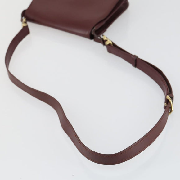 CARTIER Must Line Shoulder Bag Leather 2 Set Bordeaux Gold Auth mr1722
