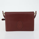 CARTIER Must Line Shoulder Bag Leather 2 Set Bordeaux Gold Auth mr1722-2