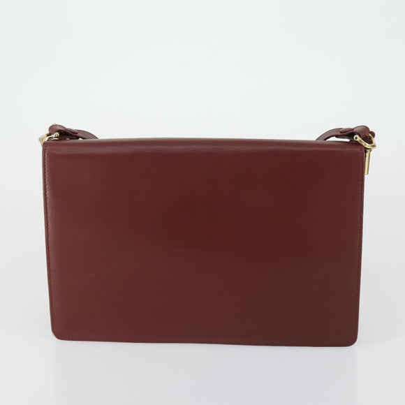 CARTIER Must Line Shoulder Bag Leather 2 Set Bordeaux Gold Auth mr1722