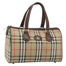 Burberrys Nova Check Hand Bag Canvas Leather Beige Gold Auth mr1731-1