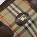 Burberrys Nova Check Hand Bag Canvas Leather Beige Gold Auth mr1731-17