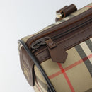 Burberrys Nova Check Hand Bag Canvas Leather Beige Gold Auth mr1731-11
