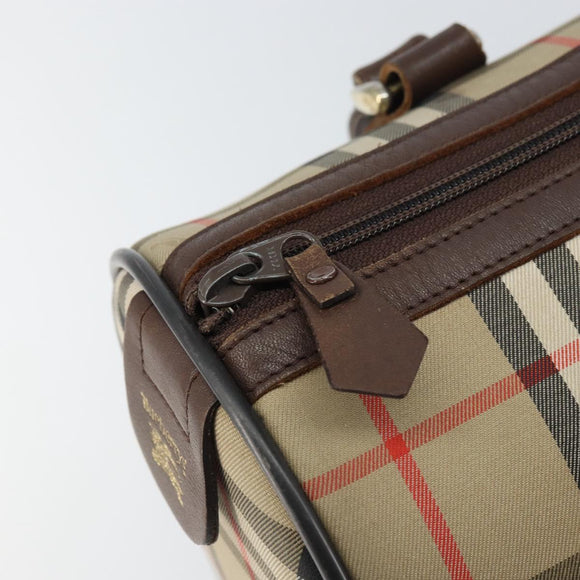 Burberrys Nova Check Hand Bag Canvas Leather Beige Gold Auth mr1731