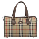 Burberrys Nova Check Hand Bag Canvas Leather Beige Gold Auth mr1731-13