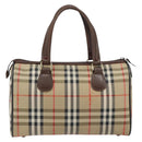 Burberrys Nova Check Hand Bag Canvas Leather Beige Gold Auth mr1731-2