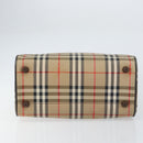Burberrys Nova Check Hand Bag Canvas Leather Beige Gold Auth mr1731-5
