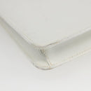 CELINE Clutch Bag Leather White Gold Auth mr1733-16