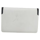 CELINE Clutch Bag Leather White Gold Auth mr1733-2