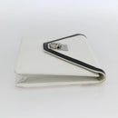 CELINE Clutch Bag Leather White Gold Auth mr1733-4