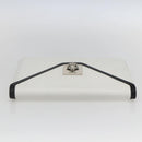 CELINE Clutch Bag Leather White Gold Auth mr1733-5