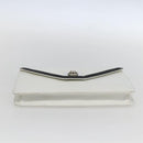 CELINE Clutch Bag Leather White Gold Auth mr1733-6