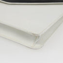 CELINE Clutch Bag Leather White Gold Auth mr1733-7