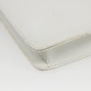 CELINE Clutch Bag Leather White Gold Auth mr1733-14